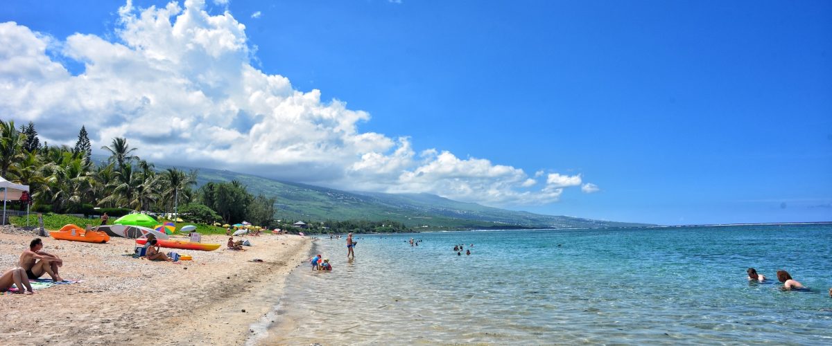 Saint-gilles, Reunion, France - march 4 2018 : a beach in the lagoon of saint gilles
